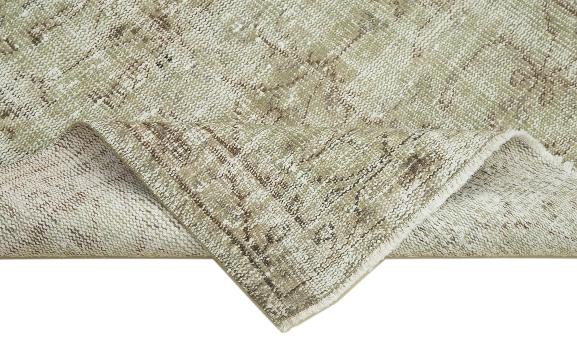 Vintage Area Rug - Overdyed Beige Handmade Wool Rug, Turkish Hand Knotted Carpet 3'2" x 6'6"