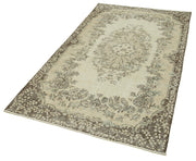 Handmade Area Rug - Overdyed Beige Vintage Cotton Wool Blend 3'9''x6'8''