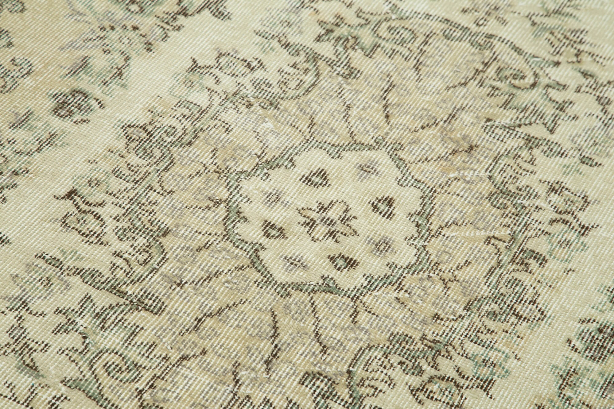 Handmade Area Rug - Overdyed Beige Vintage Cotton Wool Blend 3'9''x6'8''