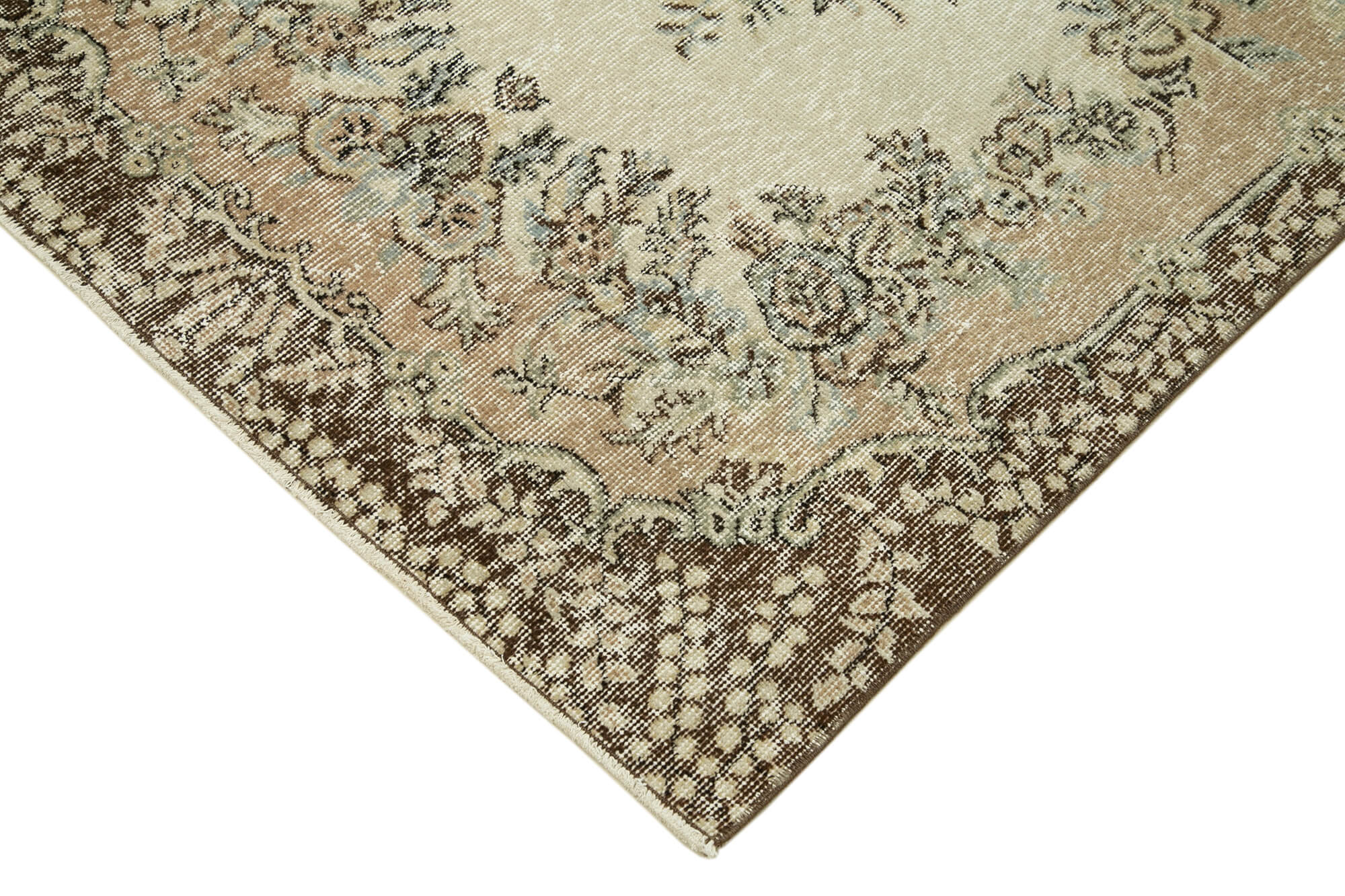 Vintage Wool Area Rug | Handcrafted Floor Covering, Overdyed Beige Carpet, 3'7" x 7'0"