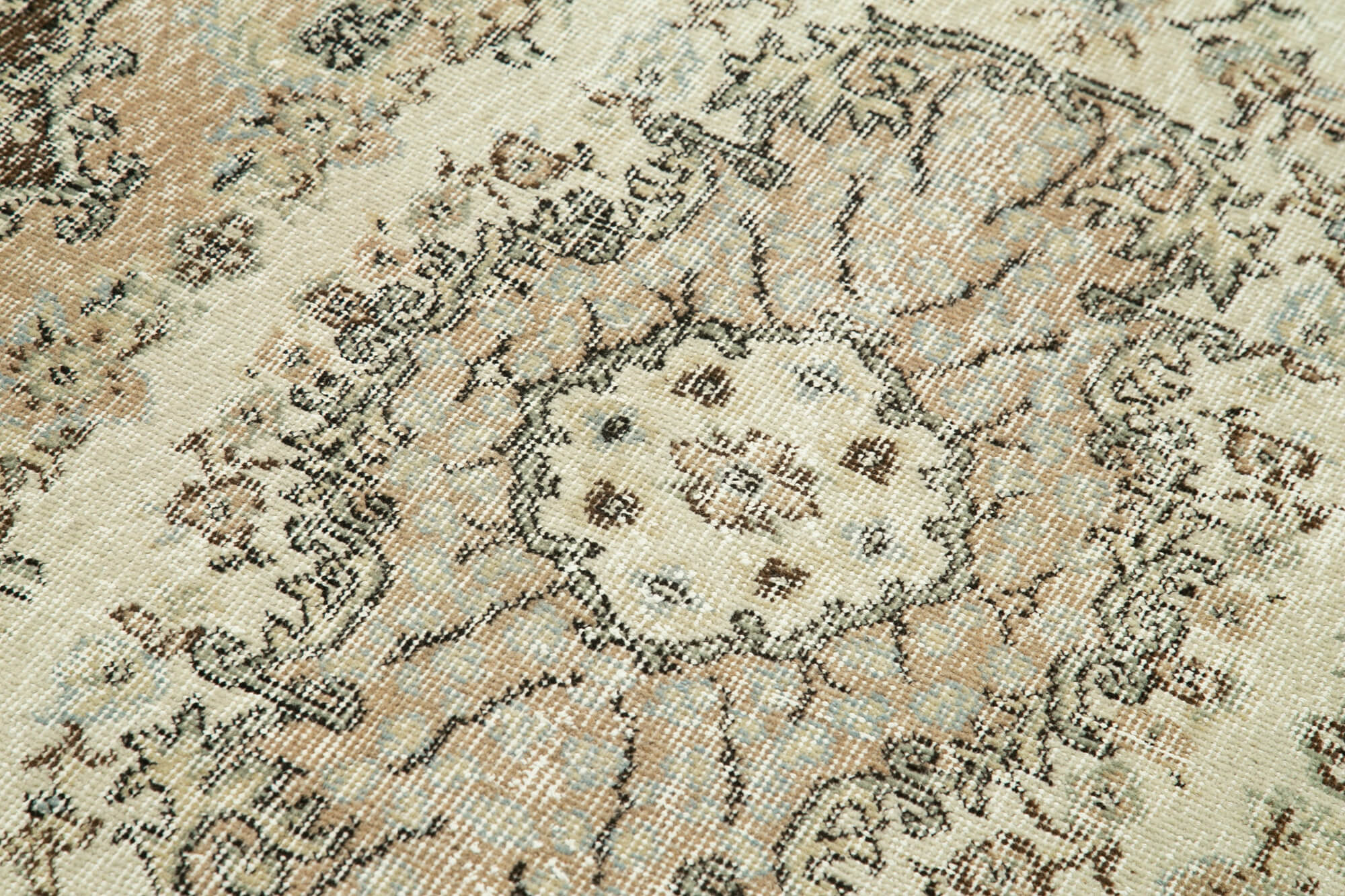 Vintage Wool Area Rug | Handcrafted Floor Covering, Overdyed Beige Carpet, 3'7" x 7'0"