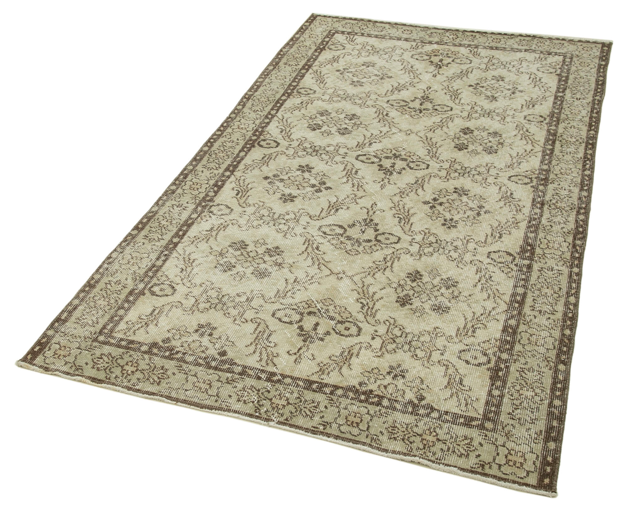 Handmade Vintage Area Rug – Overdyed Cotton Wool Turkish Hand Knotted Carpet 3'9''x6'10''