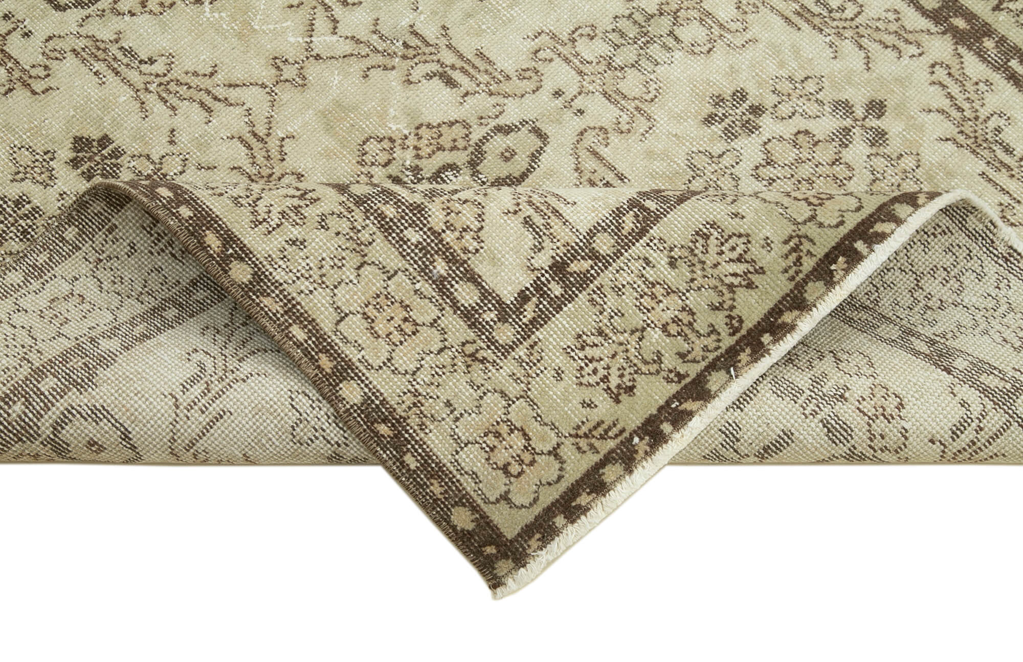 Handmade Vintage Area Rug – Overdyed Cotton Wool Turkish Hand Knotted Carpet 3'9''x6'10''