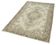 Vintage Wool Area Rug – Handmade Cotton Rug, Overdyed Beige Carpet 3x6