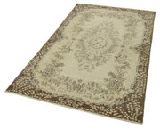 Handmade Vintage Area Rug – Overdyed Wool Rug | Cotton Wool Carpet 3'9''x6'7''