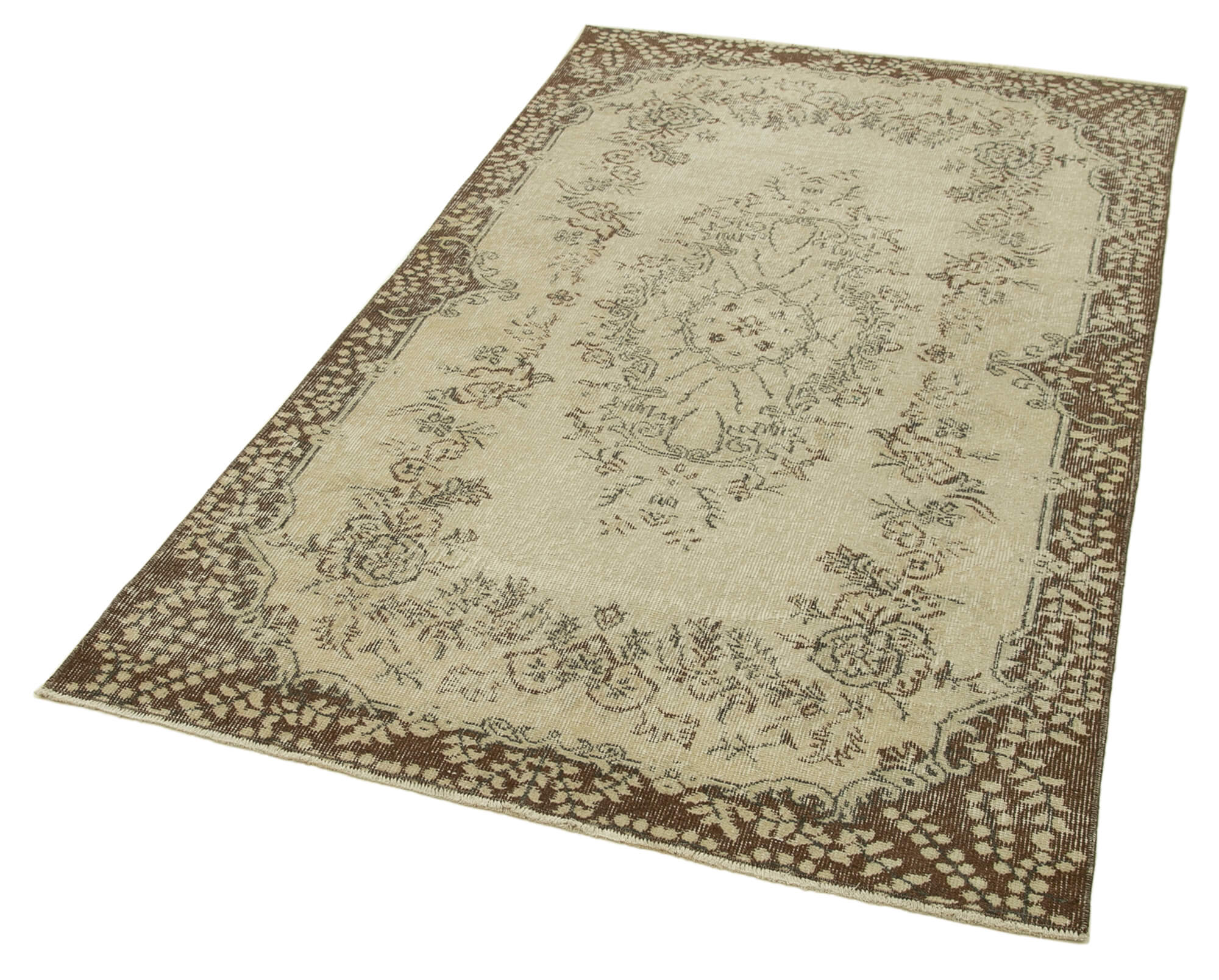 Handmade Vintage Area Rug – Overdyed Wool Rug | Cotton Wool Carpet 3'9''x6'7''