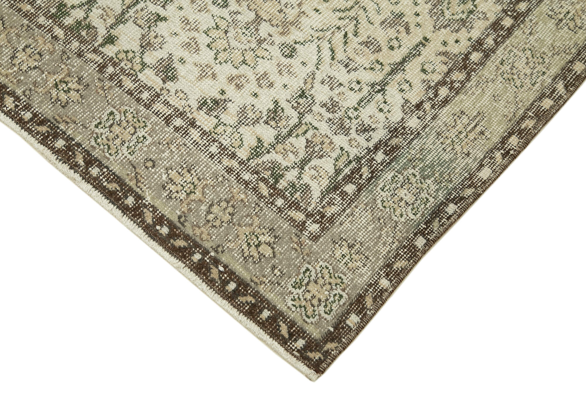 Vintage Area Rug – Handmade Wool Rug Cotton Wool Carpet 3'10''x6'8'' Soft Beige
