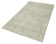 Vintage Area Rug – Handmade Wool Rug Overdyed Beige Cotton Wool Carpet 3'8" x 6'8"