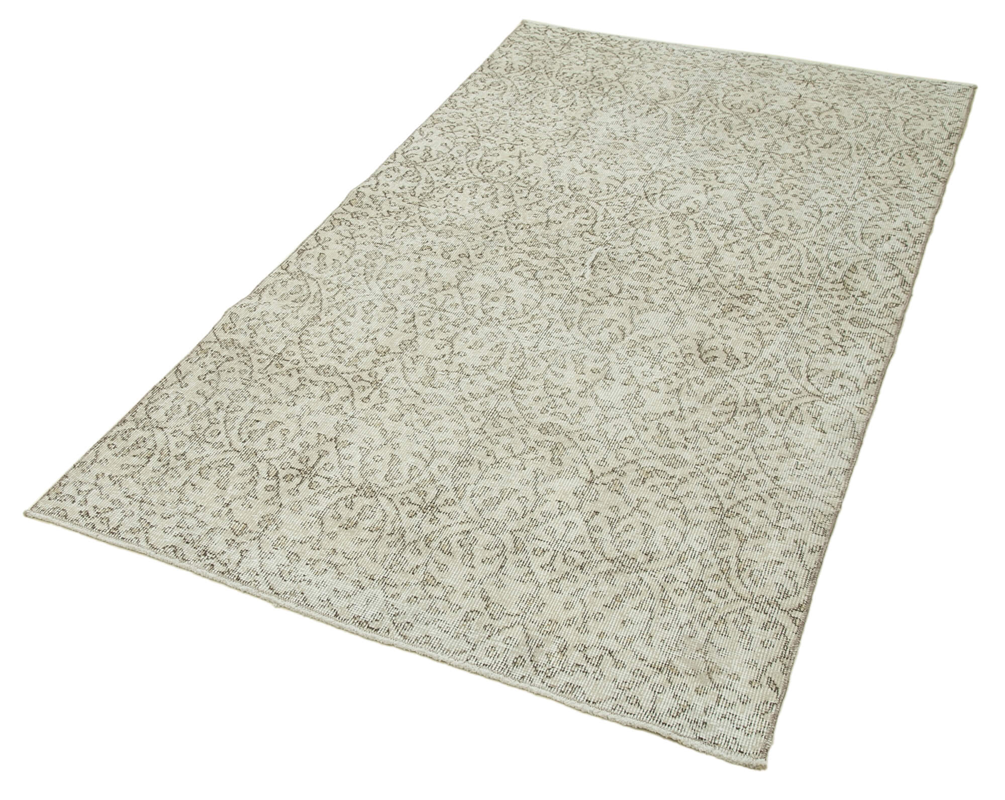 Vintage Area Rug – Handmade Wool Rug Overdyed Beige Cotton Wool Carpet 3'8" x 6'8"