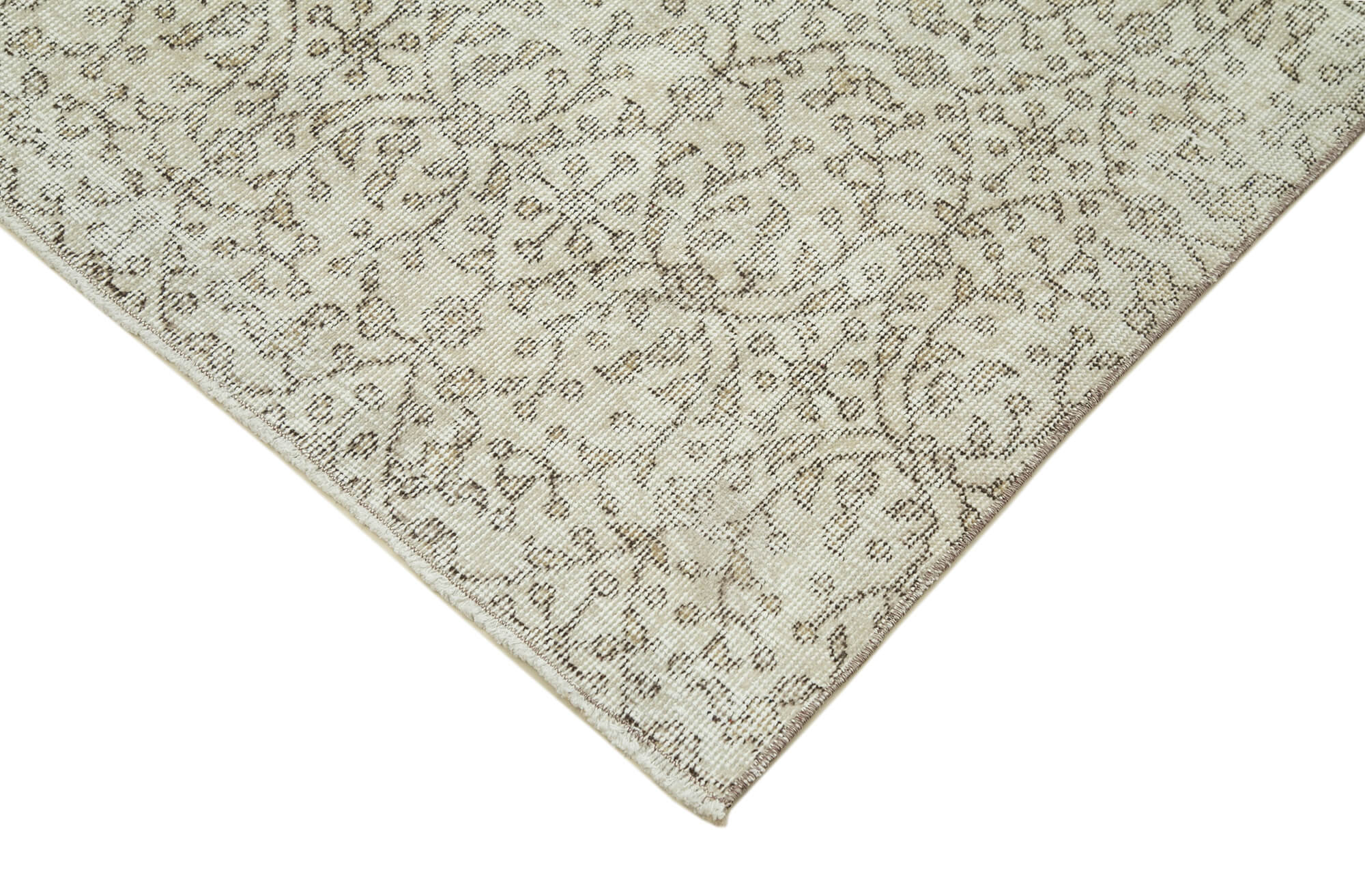 Vintage Area Rug – Handmade Wool Rug Overdyed Beige Cotton Wool Carpet 3'8" x 6'8"