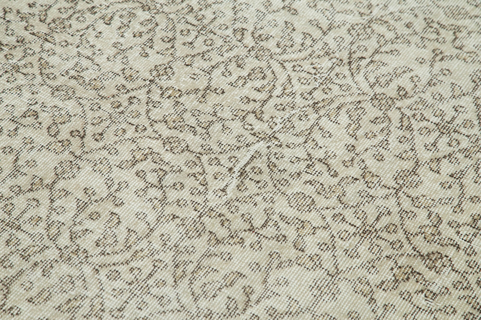 Vintage Area Rug – Handmade Wool Rug Overdyed Beige Cotton Wool Carpet 3'8" x 6'8"