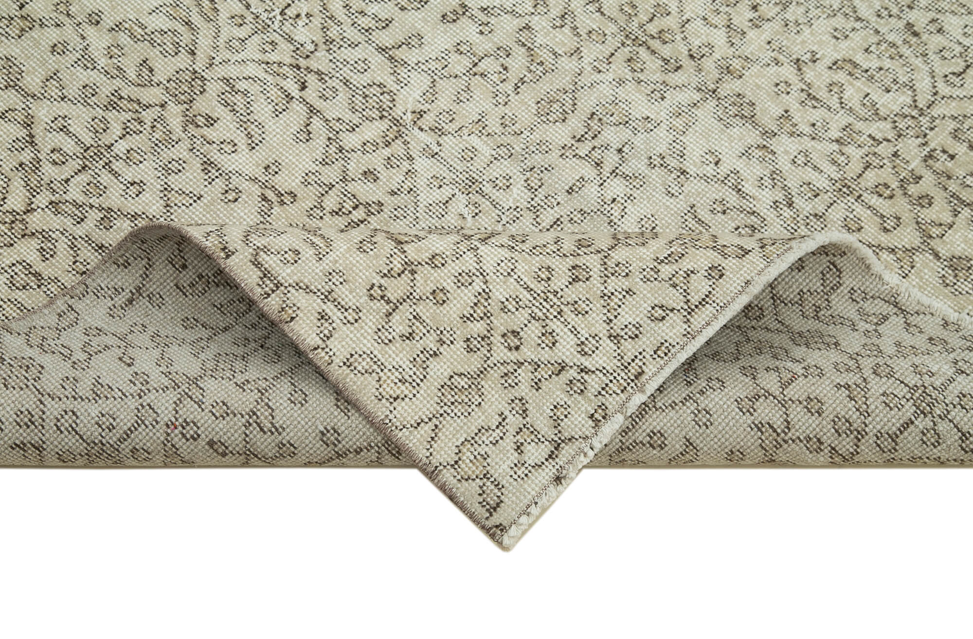 Vintage Area Rug – Handmade Wool Rug Overdyed Beige Cotton Wool Carpet 3'8" x 6'8"