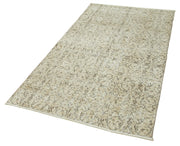 Handmade Vintage Area Rug – Overdyed Wool Rug | Beige Cotton Wool Carpet 3'8''x6'9''