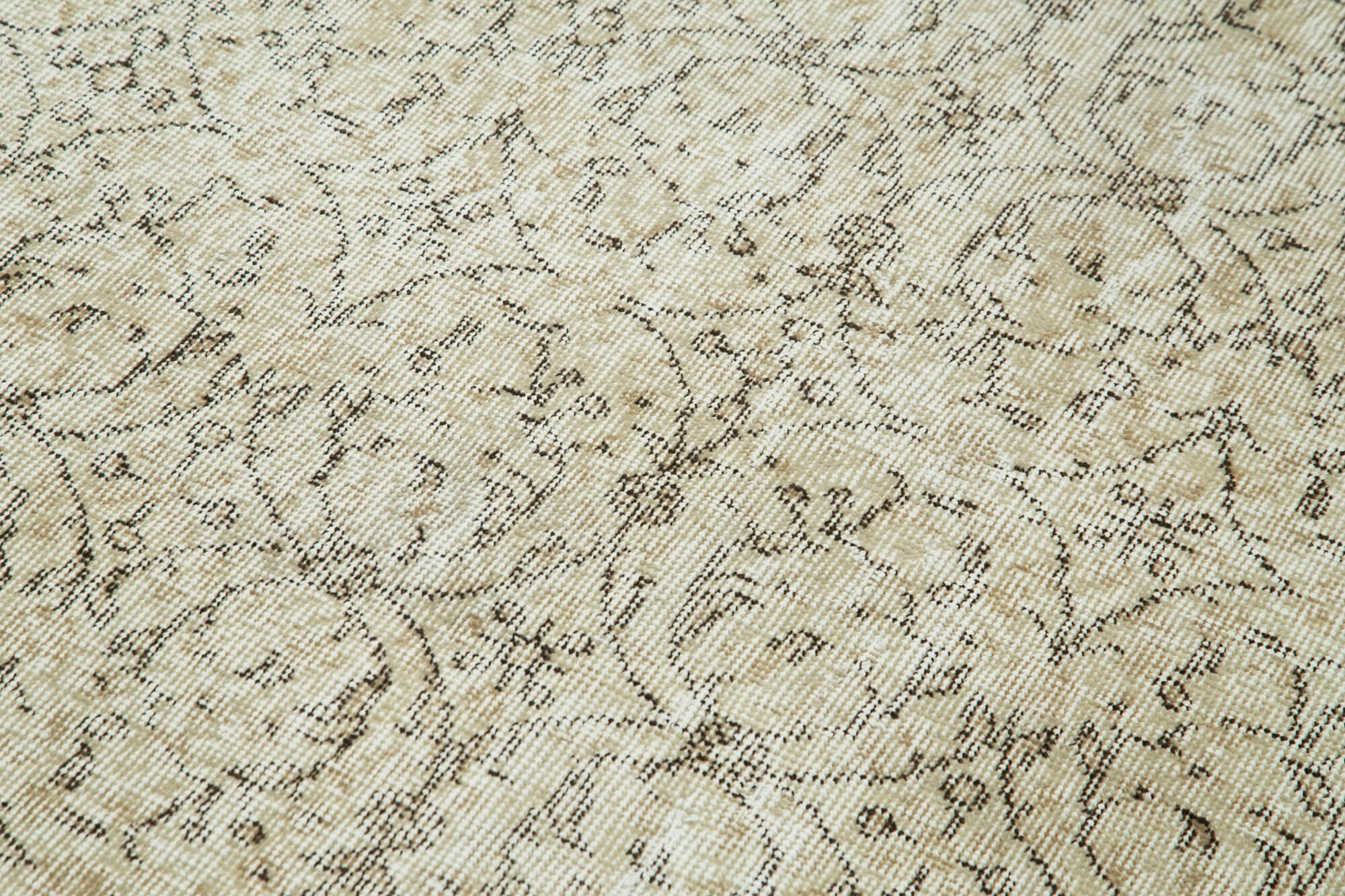 Handmade Vintage Area Rug – Overdyed Wool Rug | Beige Cotton Wool Carpet 3'8''x6'9''