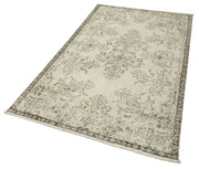 Vintage Handmade Area Rug – Overdyed Cotton Wool Carpet 3'10''x6'11'' Beige