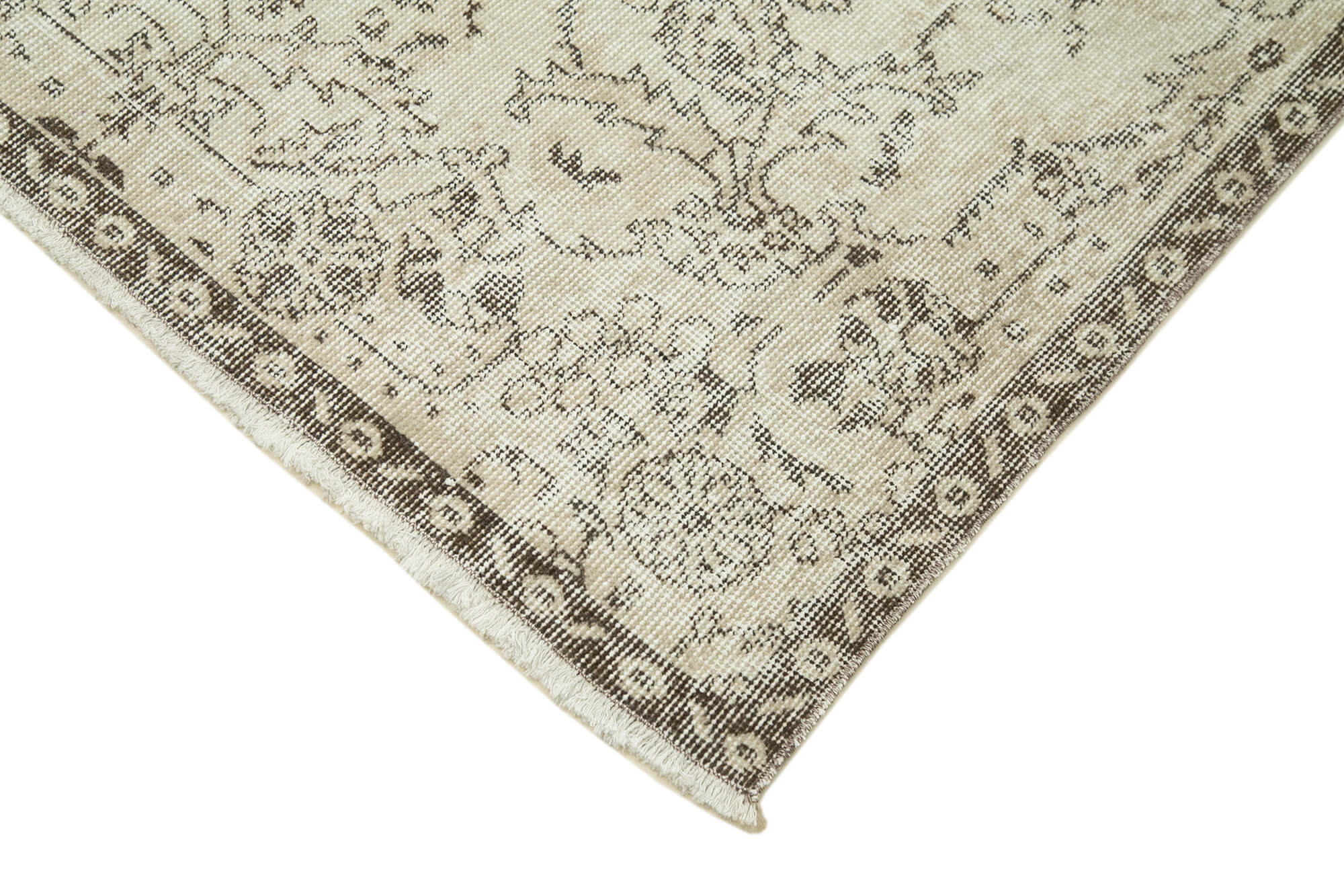 Vintage Handmade Area Rug – Overdyed Cotton Wool Carpet 3'10''x6'11'' Beige