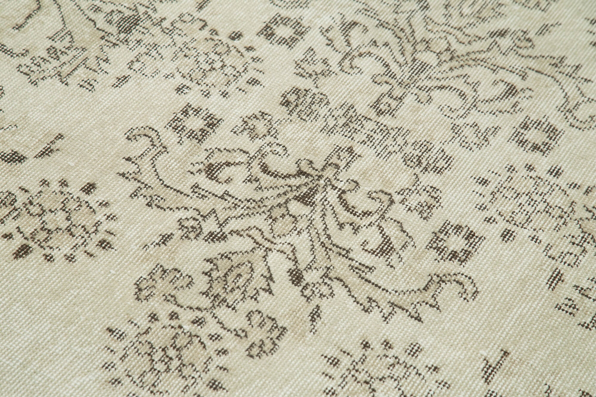 Vintage Handmade Area Rug – Overdyed Cotton Wool Carpet 3'10''x6'11'' Beige