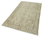 Vintage Wool Area Rug - Hand Woven Rug, Overdyed Beige Turkish Carpet 3'8''x6'10''