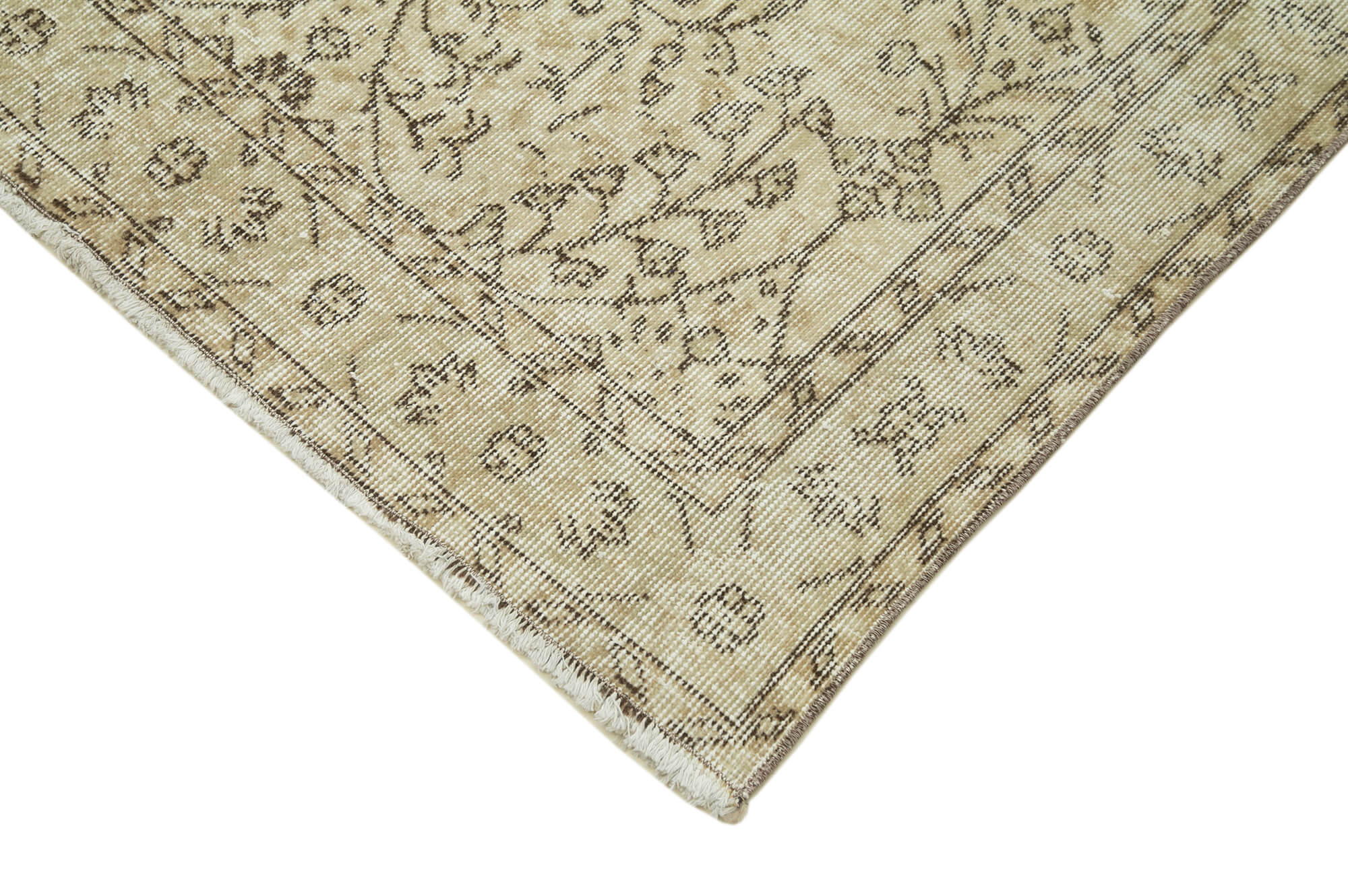 Vintage Wool Area Rug - Hand Woven Rug, Overdyed Beige Turkish Carpet 3'8''x6'10''