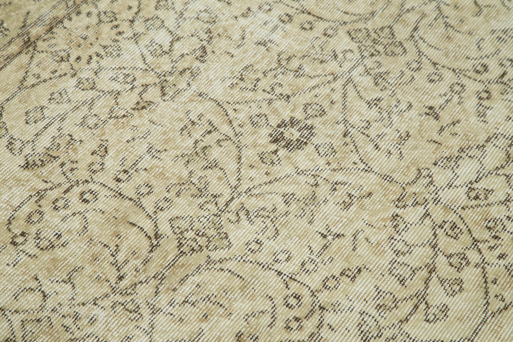 Vintage Wool Area Rug - Hand Woven Rug, Overdyed Beige Turkish Carpet 3'8''x6'10''