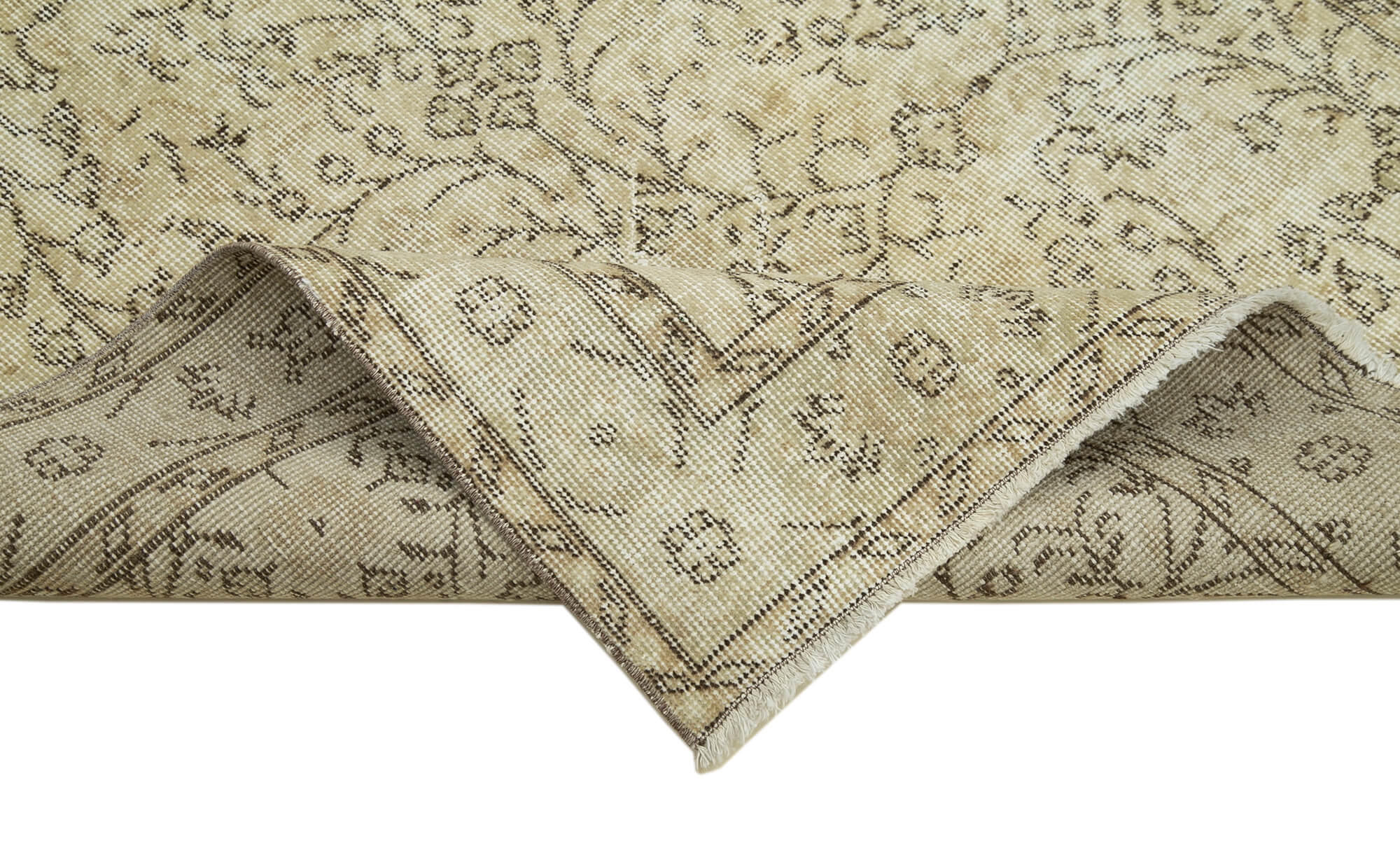 Vintage Wool Area Rug - Hand Woven Rug, Overdyed Beige Turkish Carpet 3'8''x6'10''