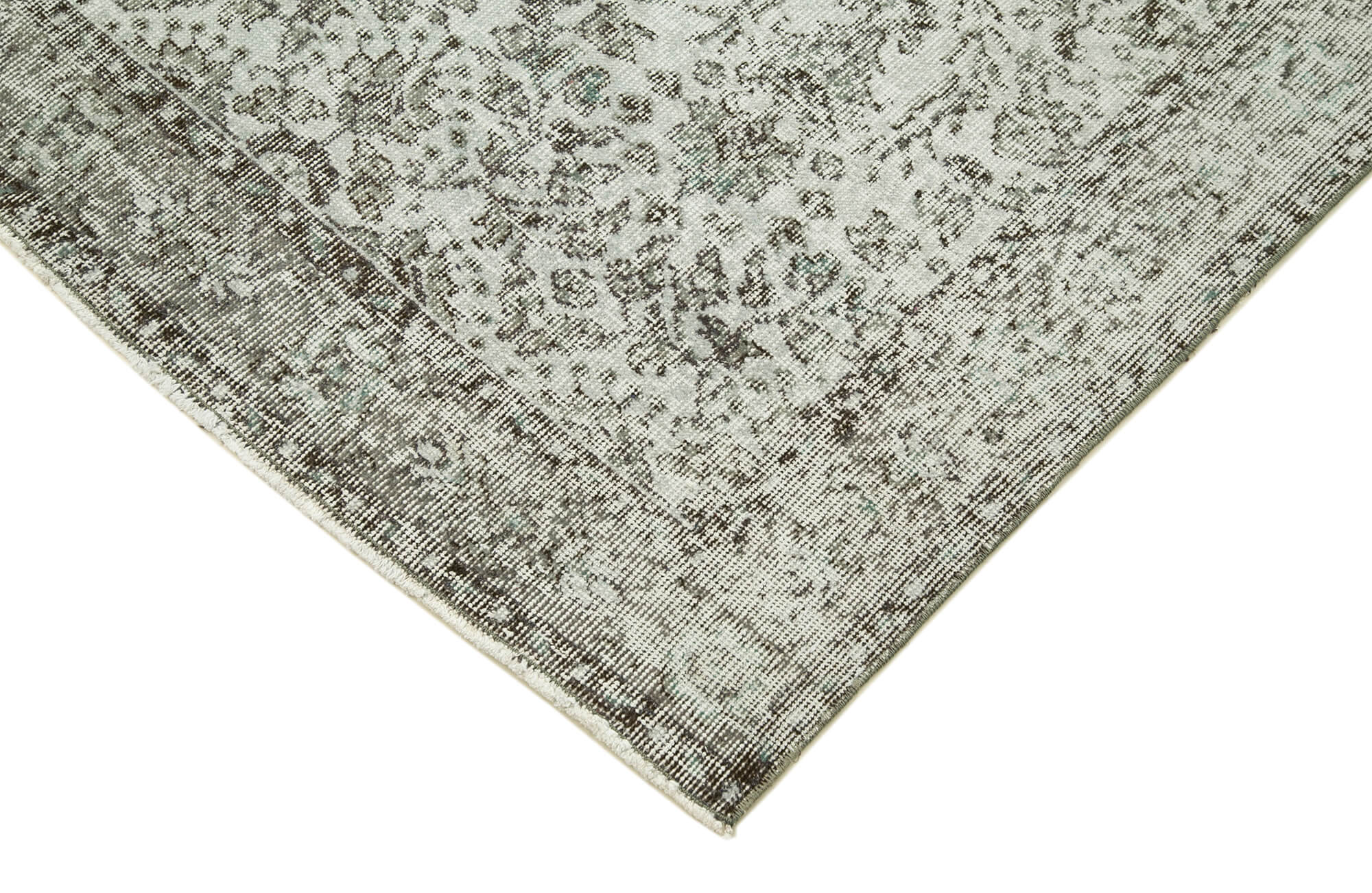Handmade Vintage Area Rug - Overdyed Wool Rug 3x7 Grey Vintage Style Carpet