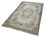 Vintage Wool Area Rug - Handmade Cotton Wool Carpet, Overdyed Grey Rug 3'10"x6'11"