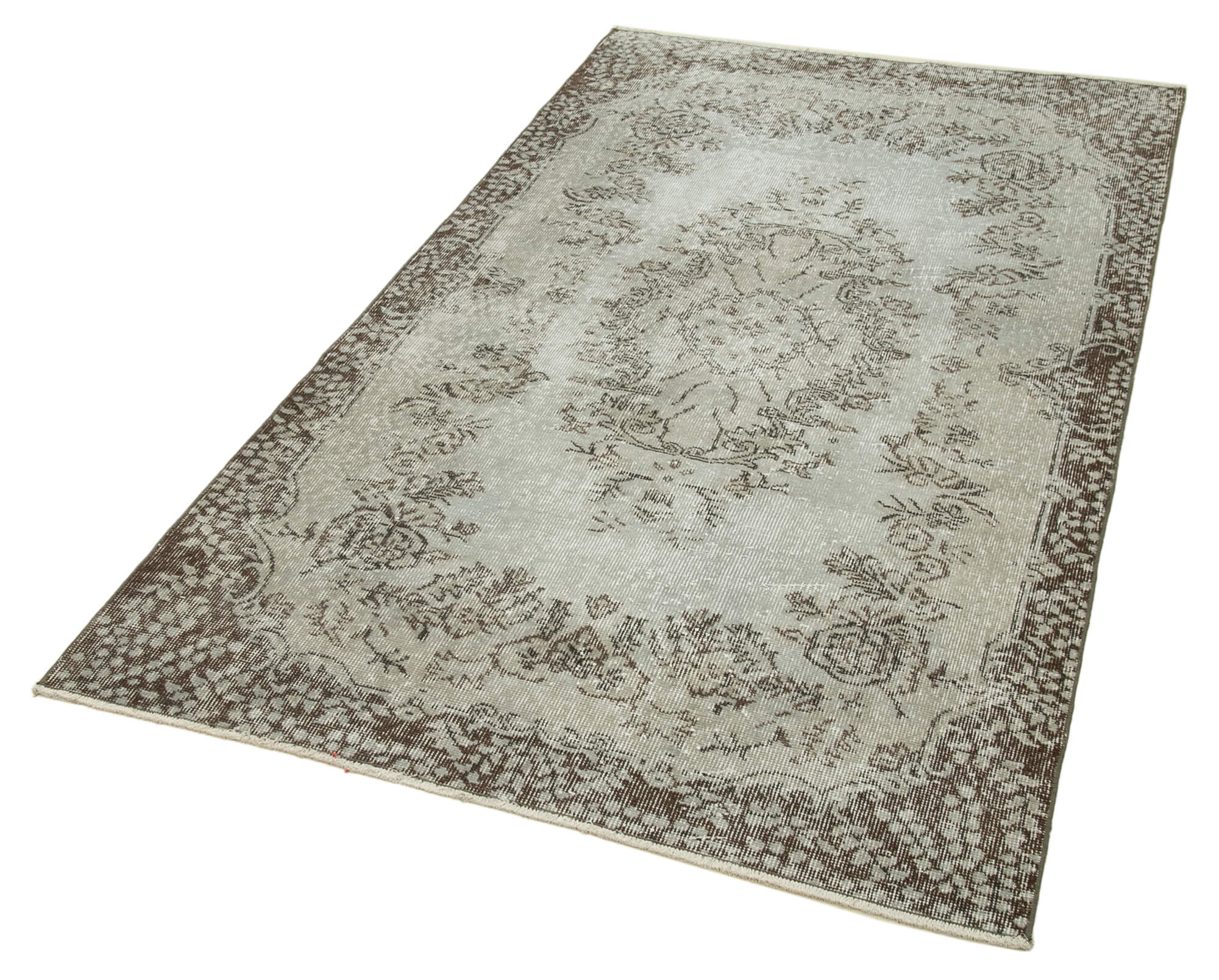Vintage Wool Area Rug - Handmade Cotton Wool Carpet, Overdyed Grey Rug 3'10"x6'11"