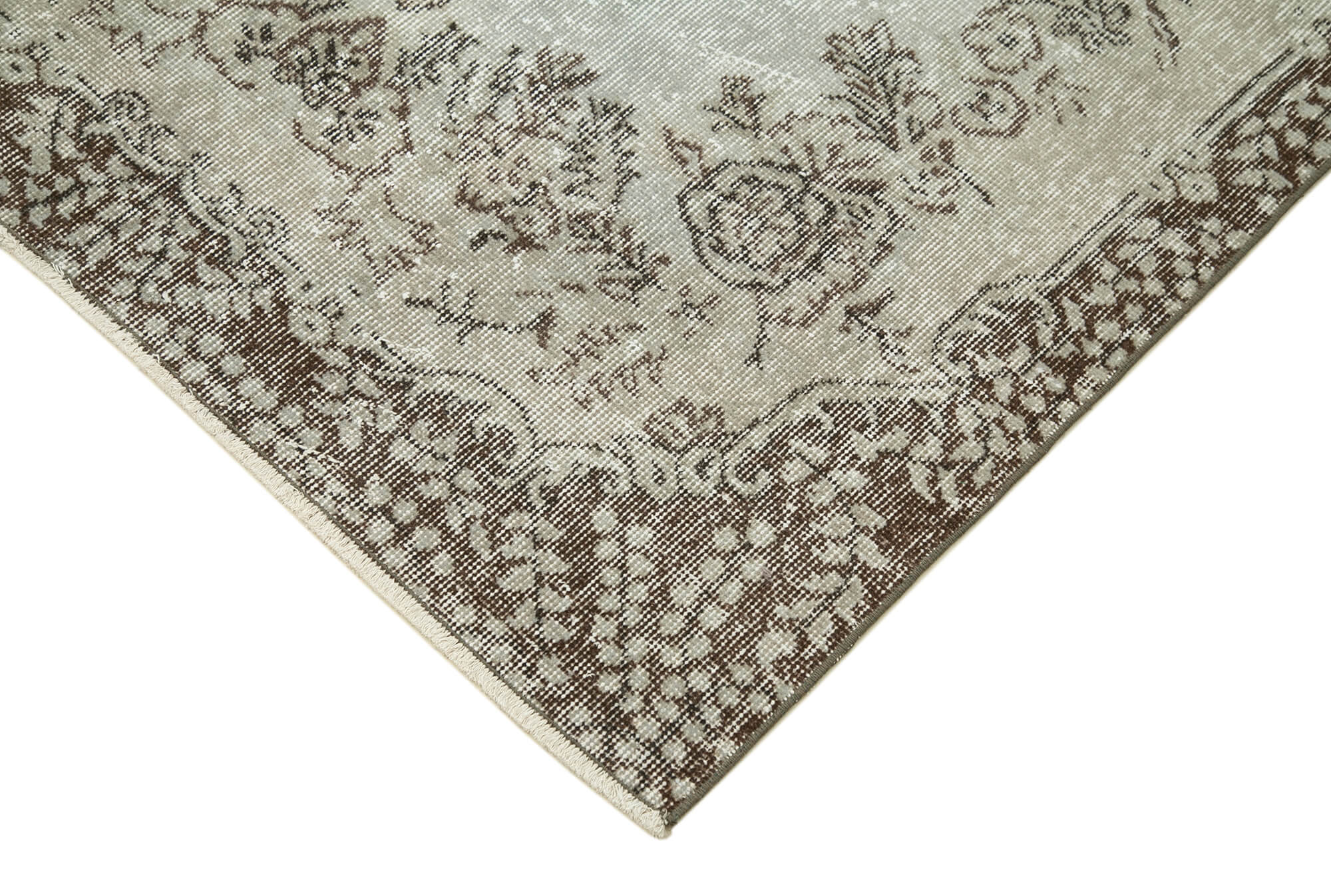 Vintage Wool Area Rug - Handmade Cotton Wool Carpet, Overdyed Grey Rug 3'10"x6'11"