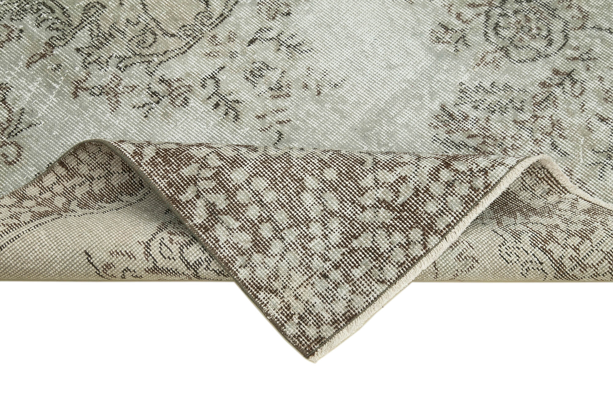 Vintage Wool Area Rug - Handmade Cotton Wool Carpet, Overdyed Grey Rug 3'10"x6'11"