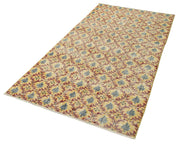 Handmade Vintage Area Rug – Overdyed Wool Rug | Yellow 3'10''x7'0'' Cotton Blend