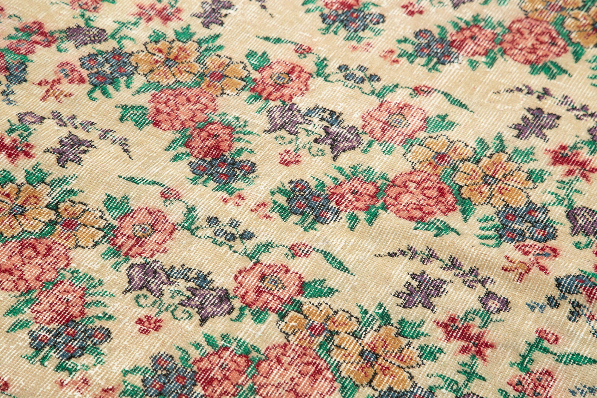 Vintage Area Rug - Handmade Wool Rug Overdyed Red Cotton Wool Carpet 4'0''x6'11''