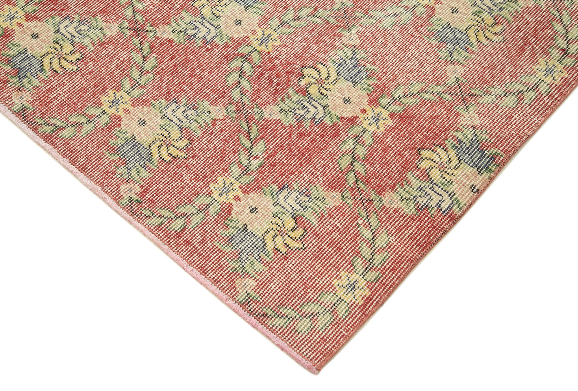 Vintage Area Rug – Handmade Wool Rug Overdyed Red Turkish Hand Knotted 3'10''x7'3''