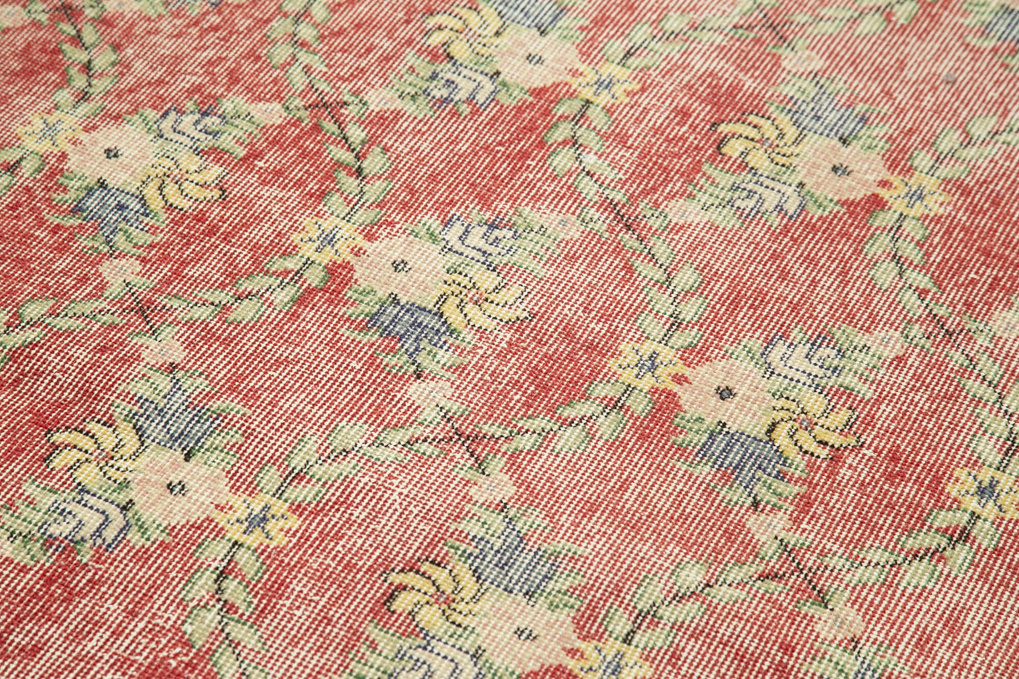 Vintage Area Rug – Handmade Wool Rug Overdyed Red Turkish Hand Knotted 3'10''x7'3''