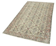 Vintage Wool Area Rug – Handmade Cotton Rug, Overdyed Beige Carpet 3'9''x7'0''