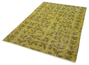 Vintage Wool Area Rug – Handmade Cotton Rug, Overdyed Turkish Floor Carpet 4'5''x6'5''