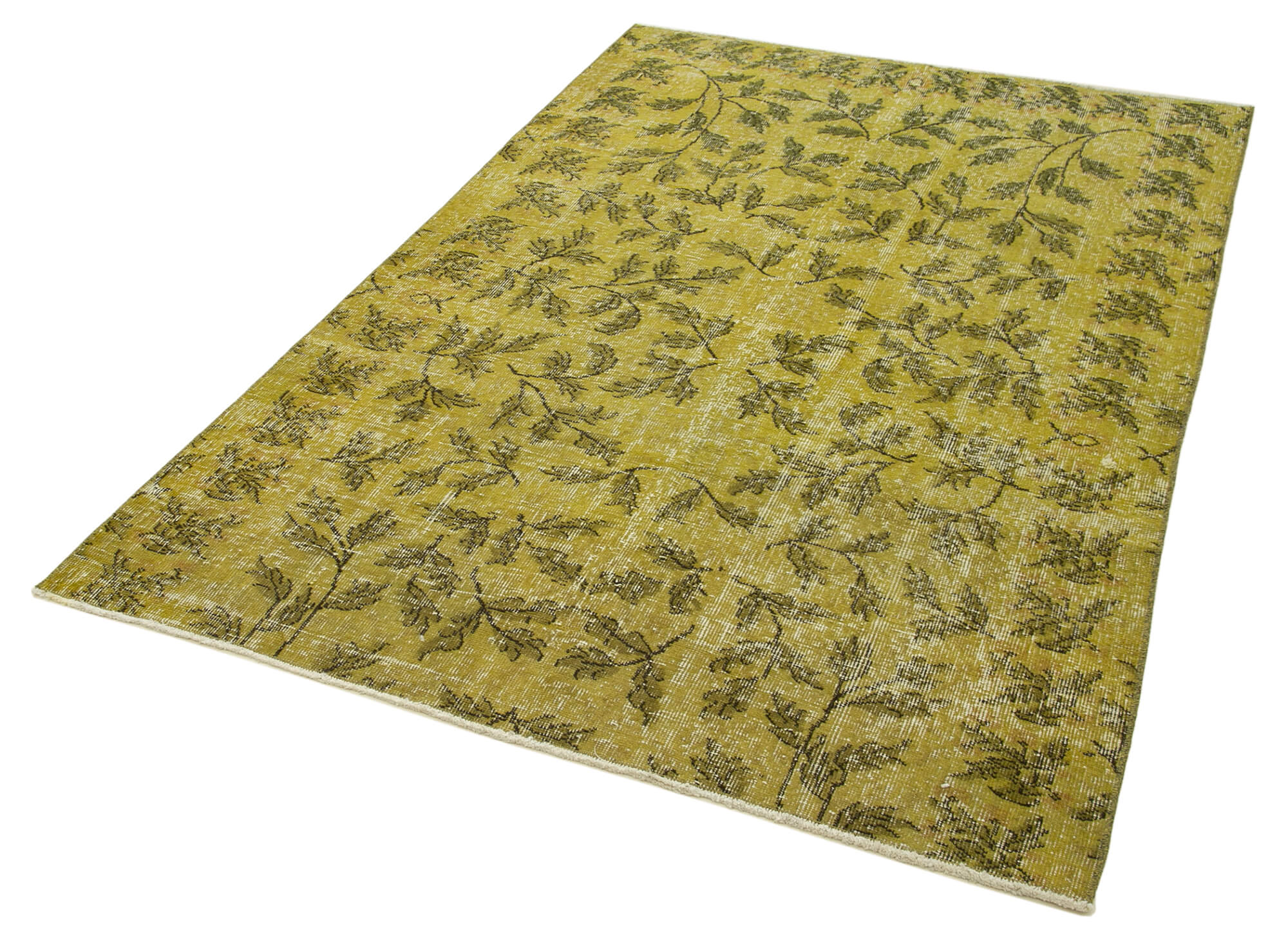 Vintage Wool Area Rug – Handmade Cotton Rug, Overdyed Turkish Floor Carpet 4'5''x6'5''