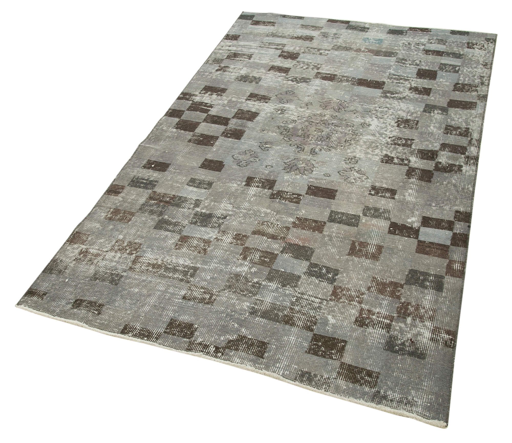 Handmade Vintage Area Rug – Overdyed Wool Rug 3'8''x6'7'' | Cotton Wool Carpet