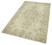 Handmade Area Rug – Overdyed Wool Cotton Vintage Carpet 3'9''x6'8'' Beige