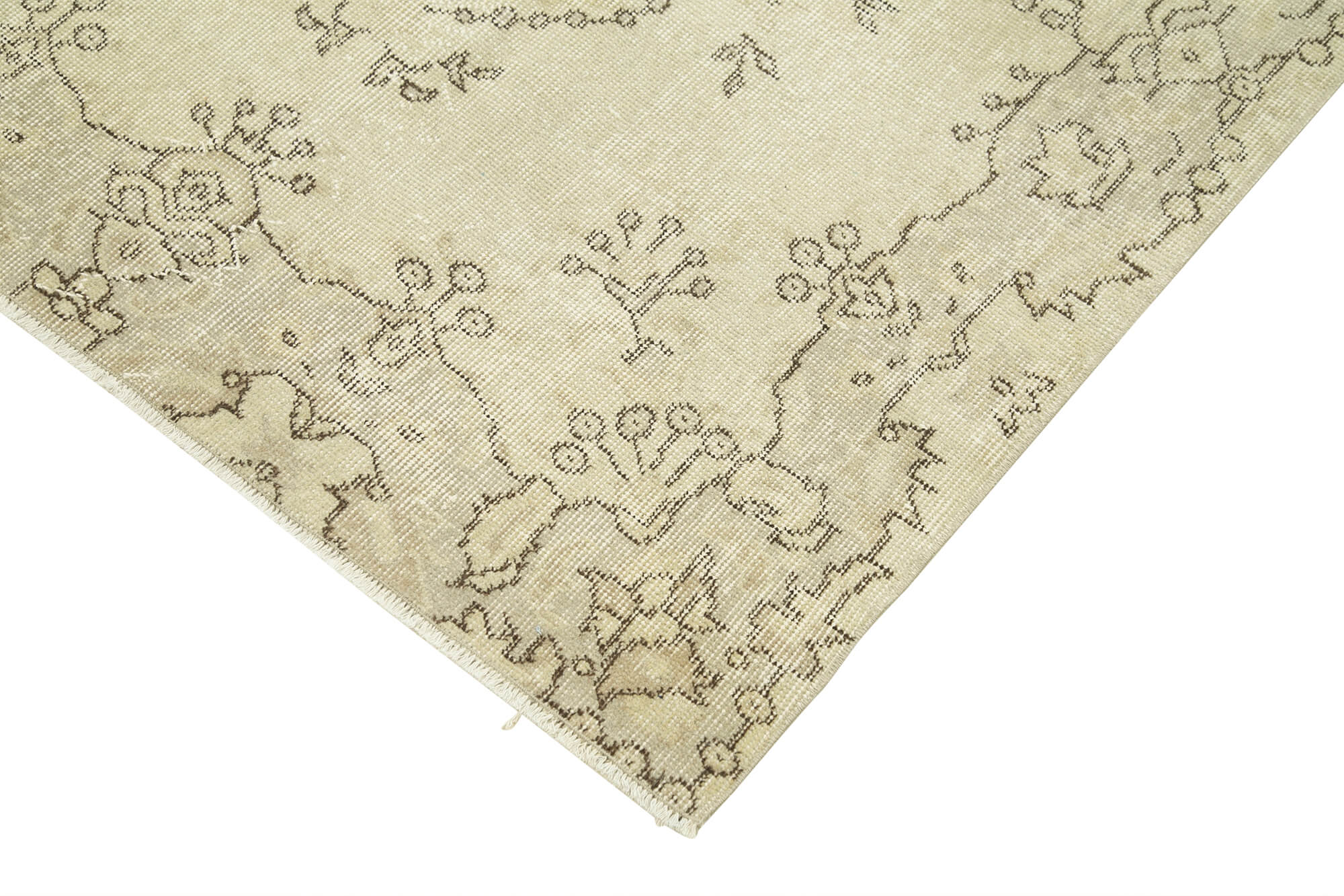 Handmade Area Rug – Overdyed Wool Cotton Vintage Carpet 3'9''x6'8'' Beige