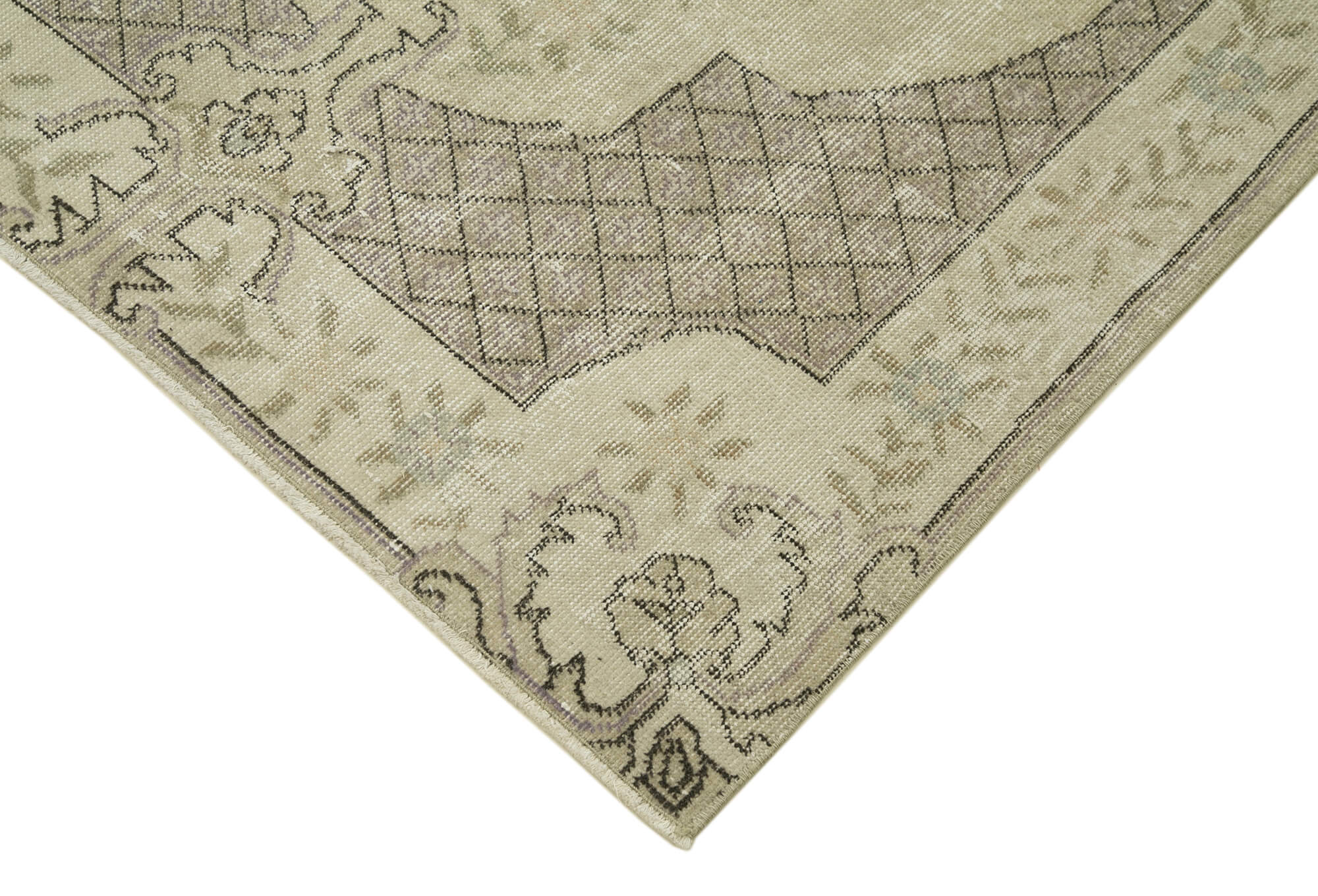 Handmade Area Rug – Overdyed Wool Rug 3'9'' x 6'11'' | Vintage Cotton & Beige Classic Carpet