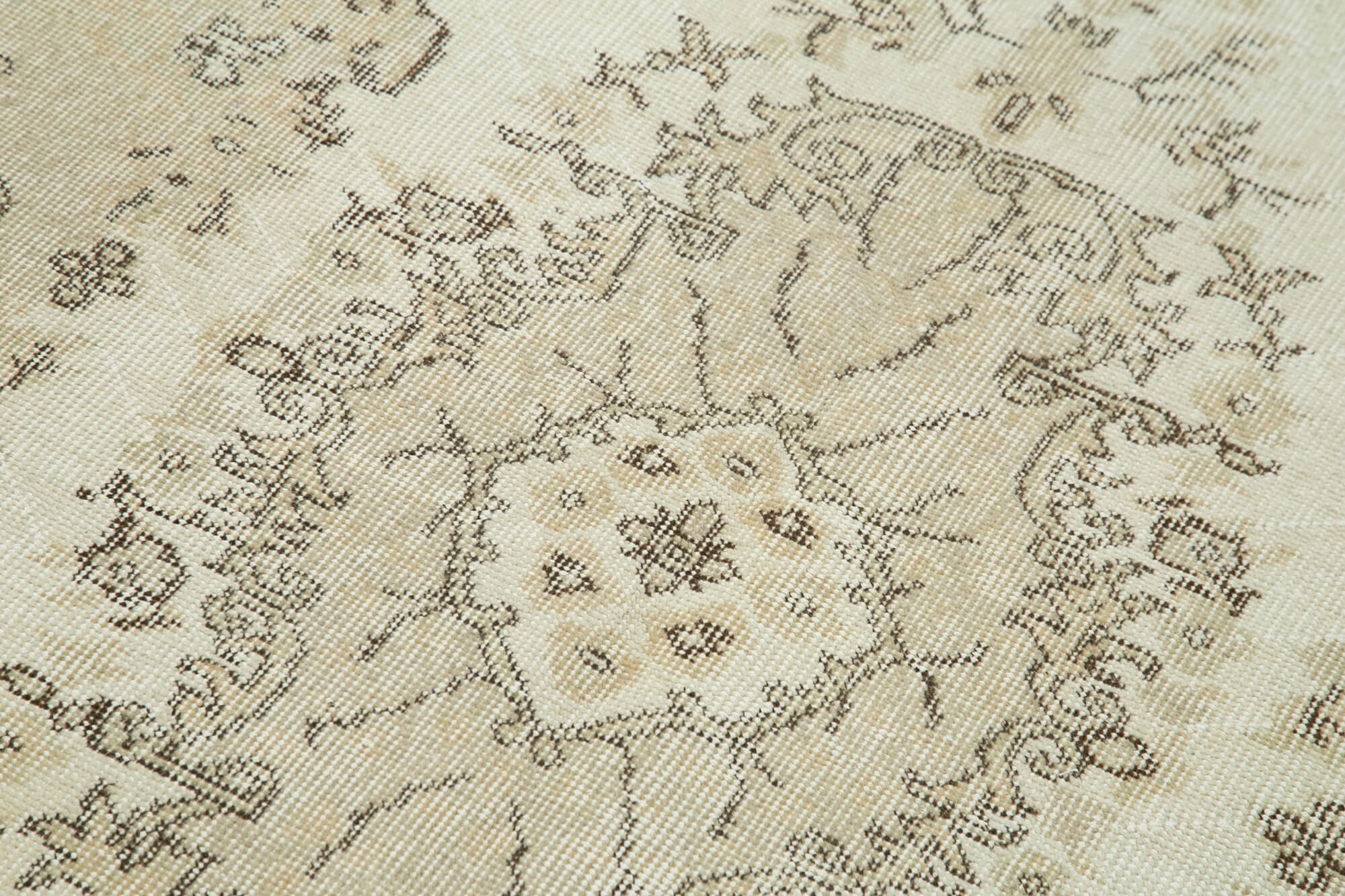 Vintage Wool Area Rug - Hand Woven Overdyed Beige Cotton Wool Carpet 3'11''x6'9''
