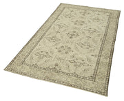 Handmade Vintage Area Rug – Overdyed Wool Rug | Neutral Beige Cotton Wool Carpet 3'8''x6'7''