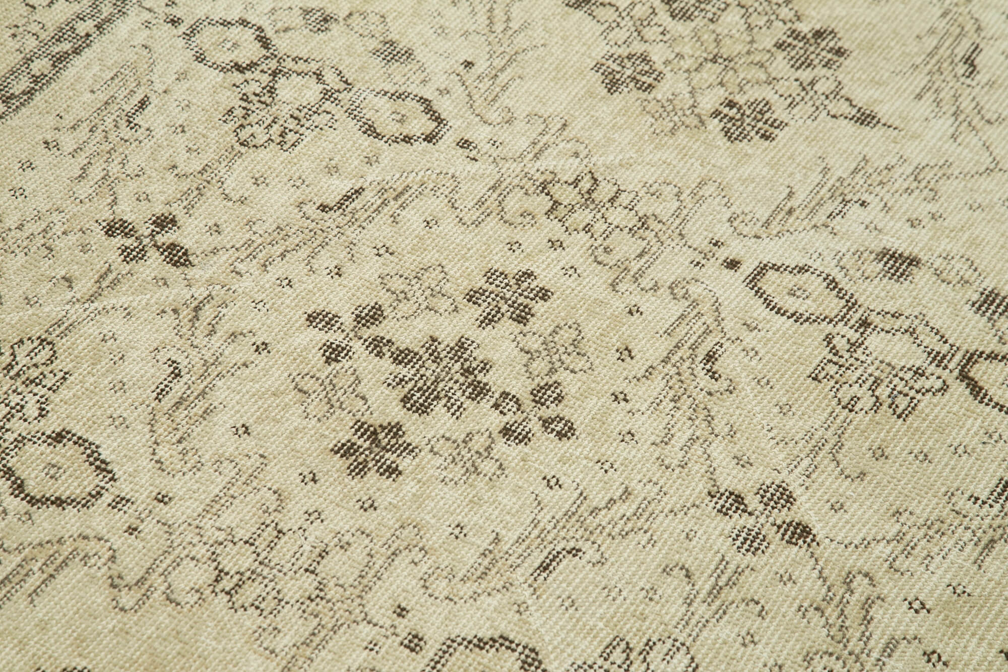 Handmade Vintage Area Rug – Overdyed Wool Rug | Neutral Beige Cotton Wool Carpet 3'8''x6'7''