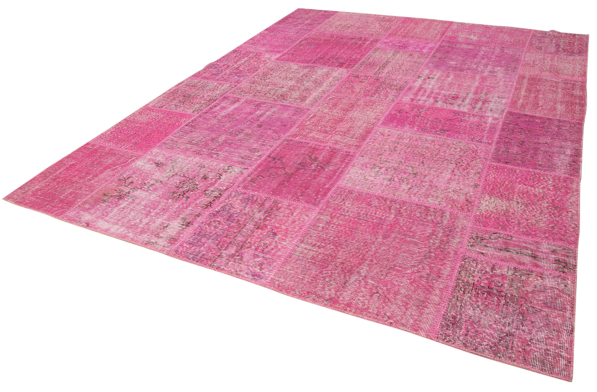 Handmade Patchwork Rug - Kirk Yama Pink Cotton Wool Area Rug 8'2''x11'6''