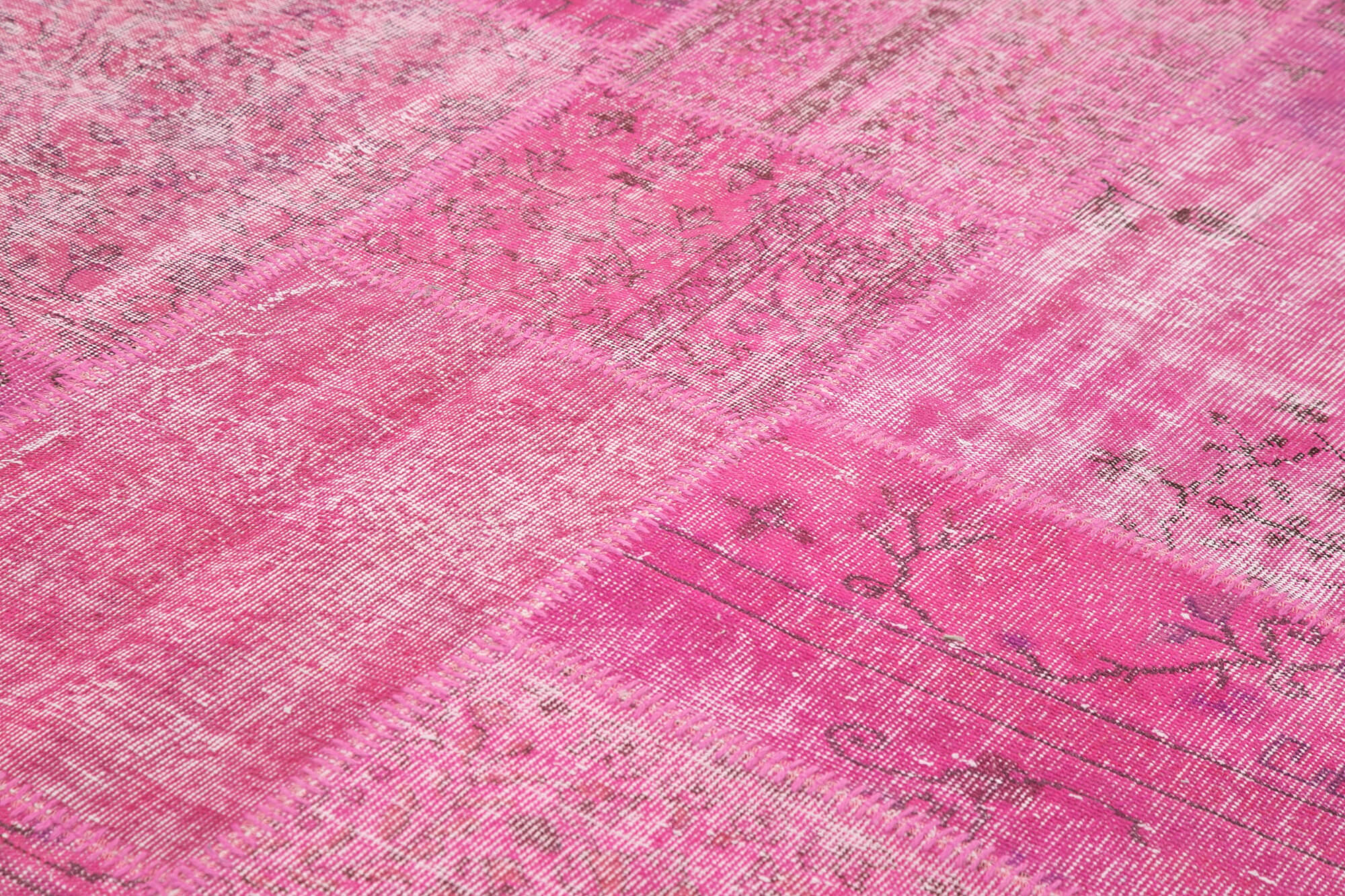 Handmade Patchwork Rug - Kirk Yama Pink Cotton Wool Area Rug 8'2''x11'6''