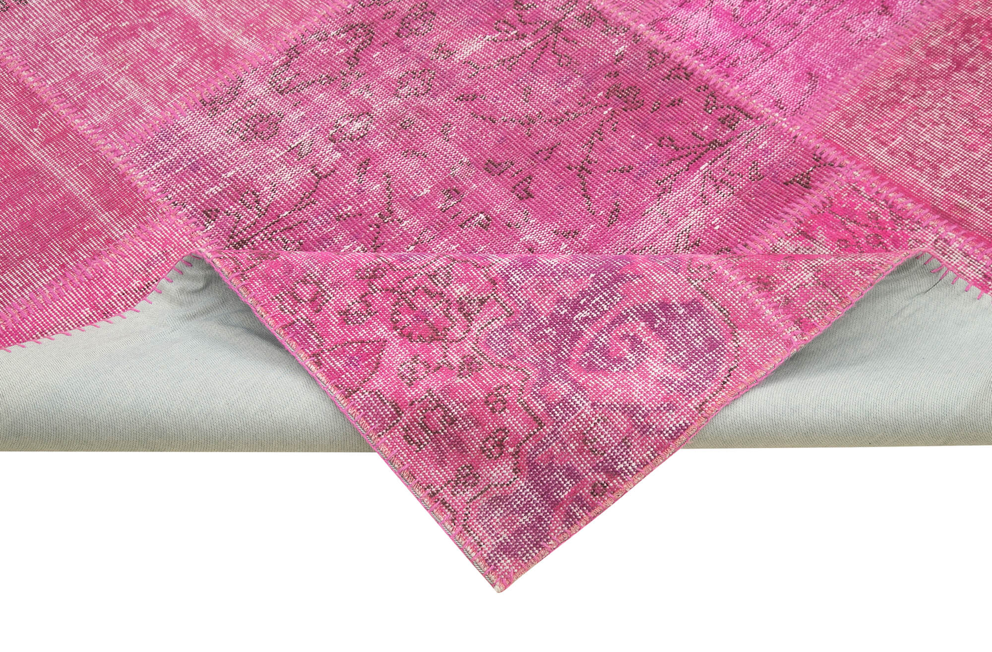 Handmade Patchwork Rug - Kirk Yama Pink Cotton Wool Area Rug 8'2''x11'6''