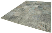 Handmade Patchwork Rug - Kirk Yama Grey Cotton Wool Vintage Area Carpet 8'3''x11'6''