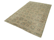 Handmade Area Rug - Checkered Kilim Beige Cotton Wool Vintage Turkish Carpet 5'9''x9'