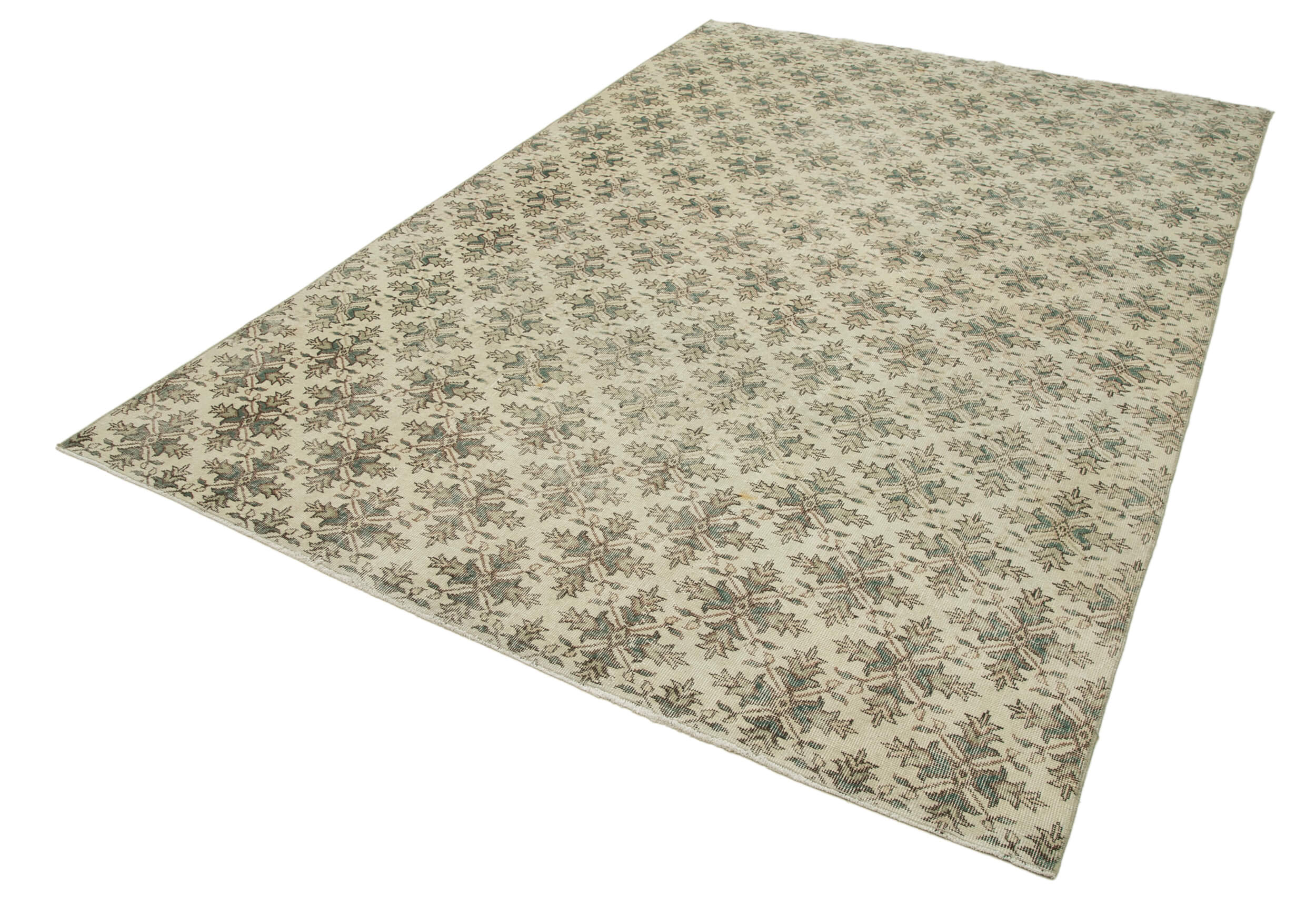 Handmade Area Rug - Checkered Kilim Beige Cotton Wool Rug 6'11'' x 10'3''